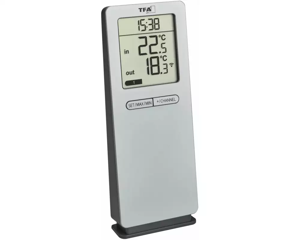 TFA Dostmann Funk-Thermometer NeoLogo, Silber