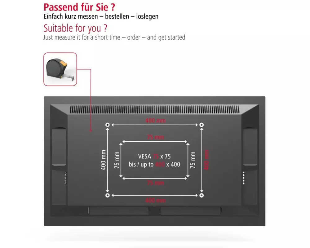 Hama Technics AG TV-Wandhalterung 65" Schwarz