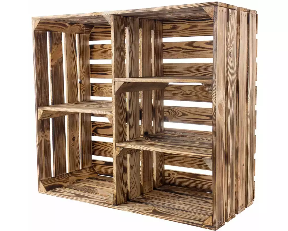 Holz Zollhaus Regal Vintage geflammt 77 x 68 cm