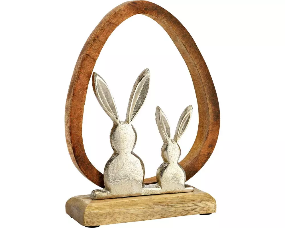 G. Wurm Aufsteller Hasen im Osterei 14 x 19 x 5 cm