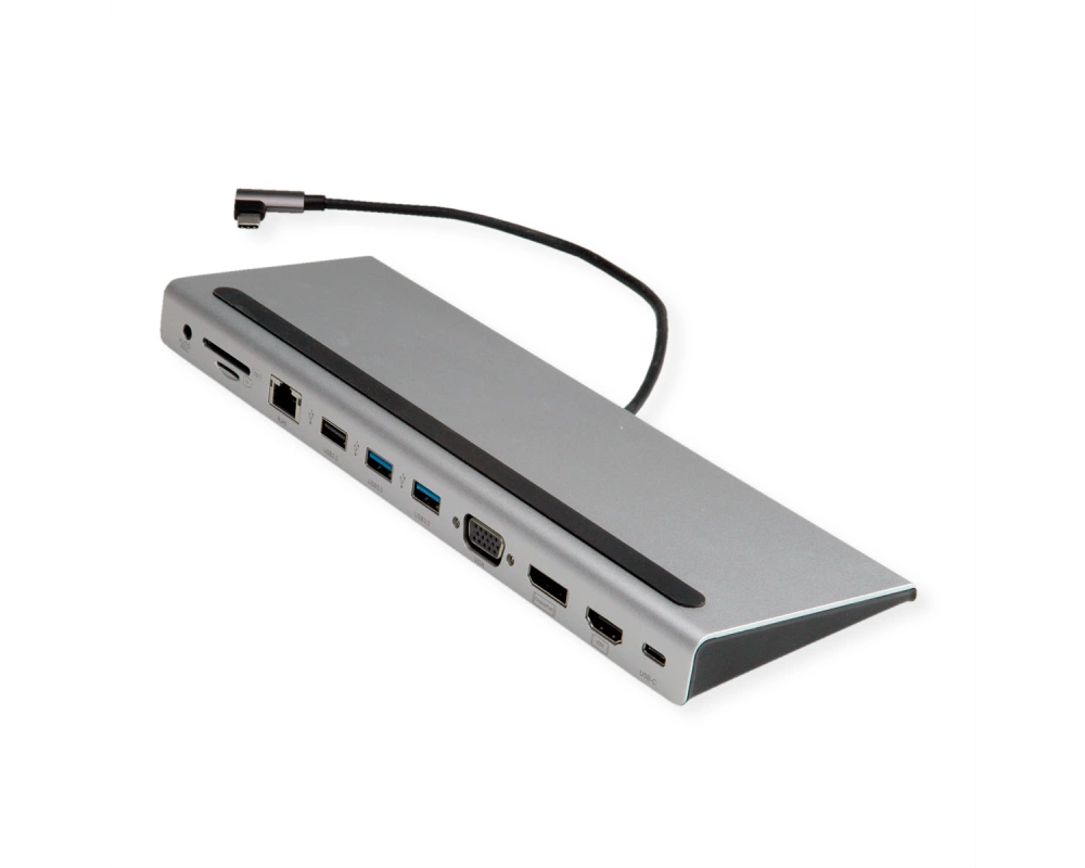 VALUE USB 3.2 Gen 2 Typ C Multiport Docking Station, 4K HDMI/DP, VGA, USB, Card Reader, PD, LAN, Audio