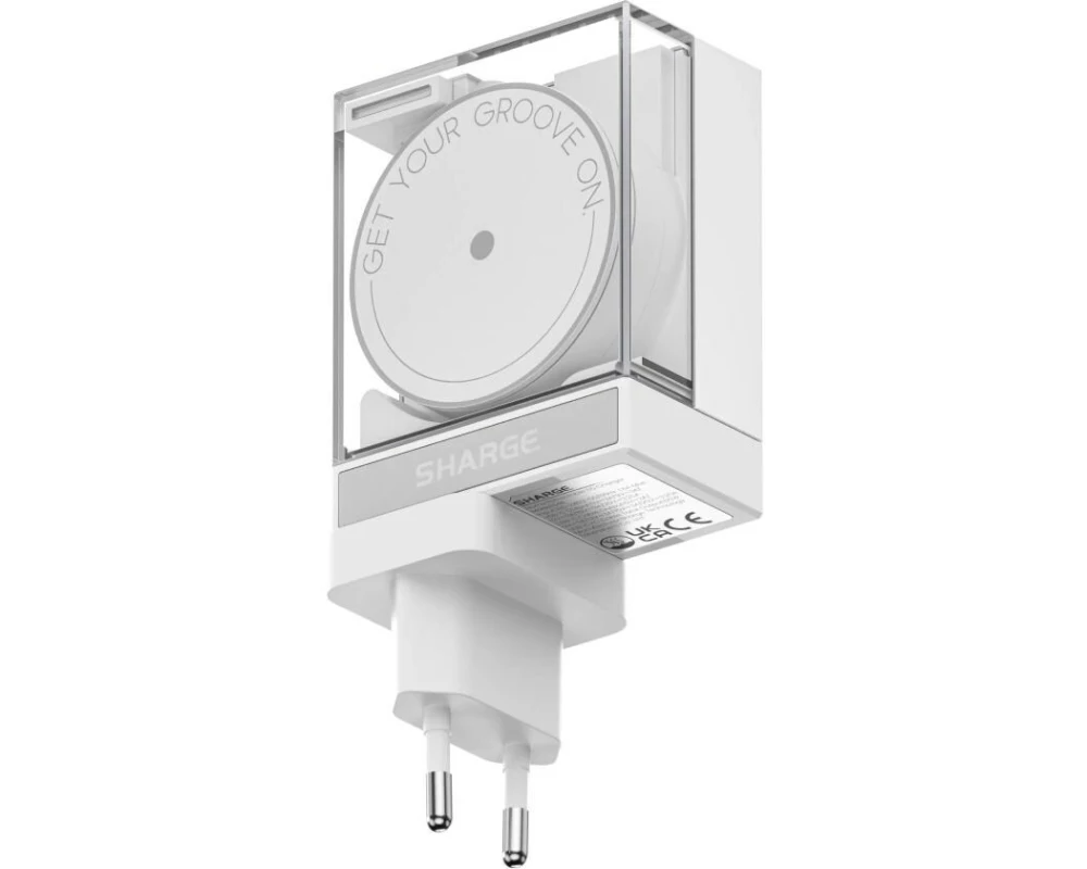 Sharge USB-Wandladegerät Retractable 65 WHI Weiss
