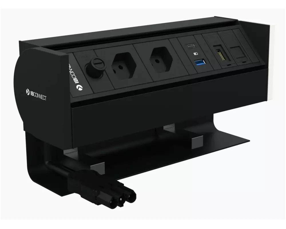IB Connect Tischsteckdosenleiste Prisma 2xT13 USB A+C 1xCat6 HDMI, Sw