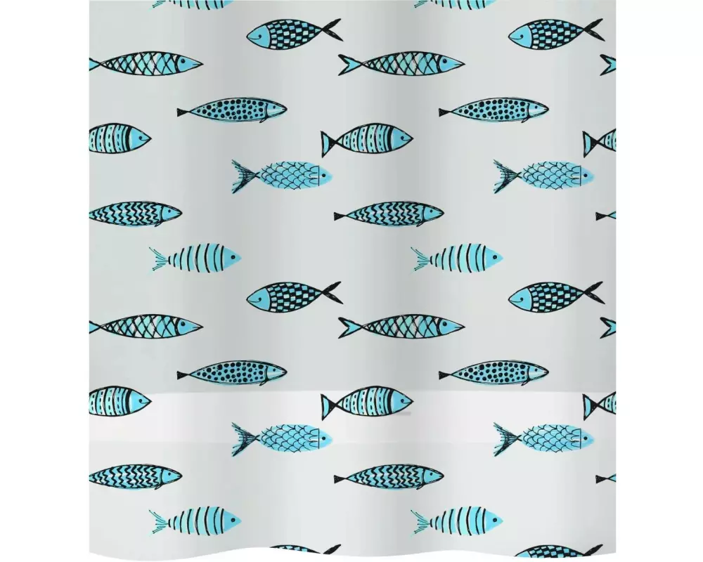 diaqua Duschvorhang Fish 180 x 200 cm, Blau/Weiss