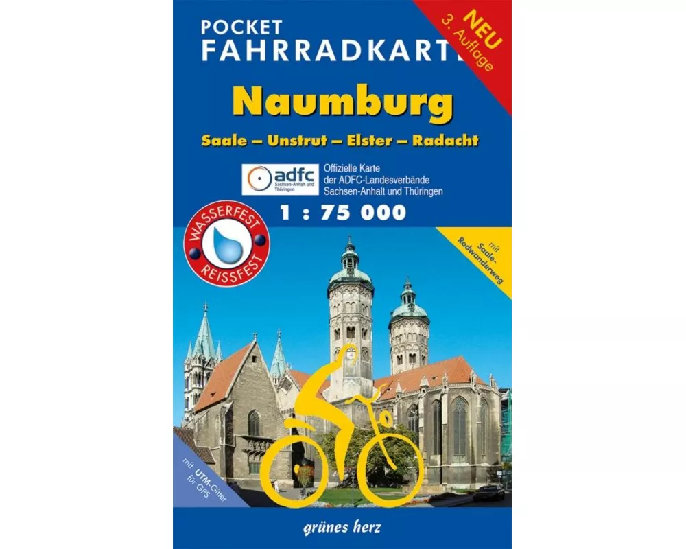 Pocket-Fahrradkarte Naumburg, Saale-Unstrut-Elster-Radacht 1:75.000
