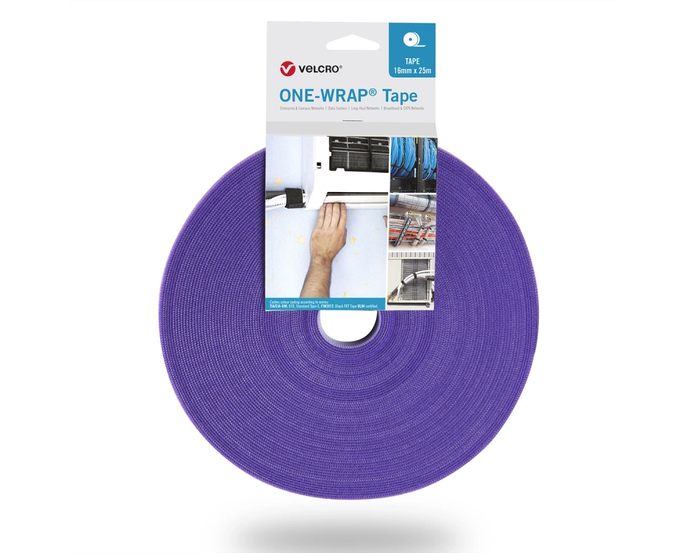 VELCRO One Wrap Band 10 mm breit, violett, 25 m