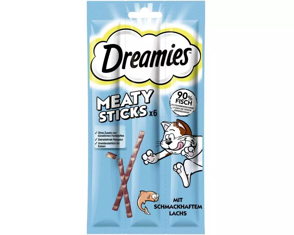 Dreamies Katzen-Snack Meaty Sticks Lachs 6 x 5 g