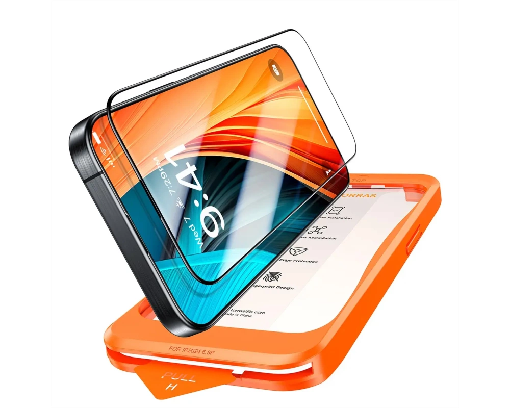 Torras Install Master Displayschutz, iPhone 16, transparent