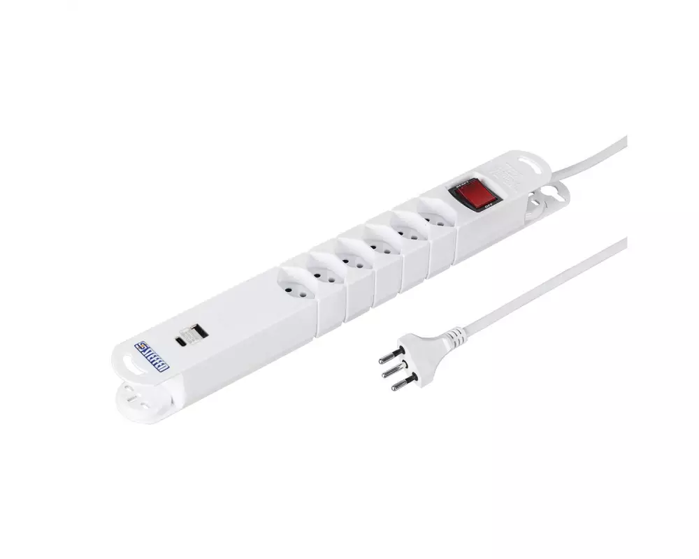 STEFFEN Steckdosenleiste VARIABL 6xT13, USB-A, USB-C mit Schalter