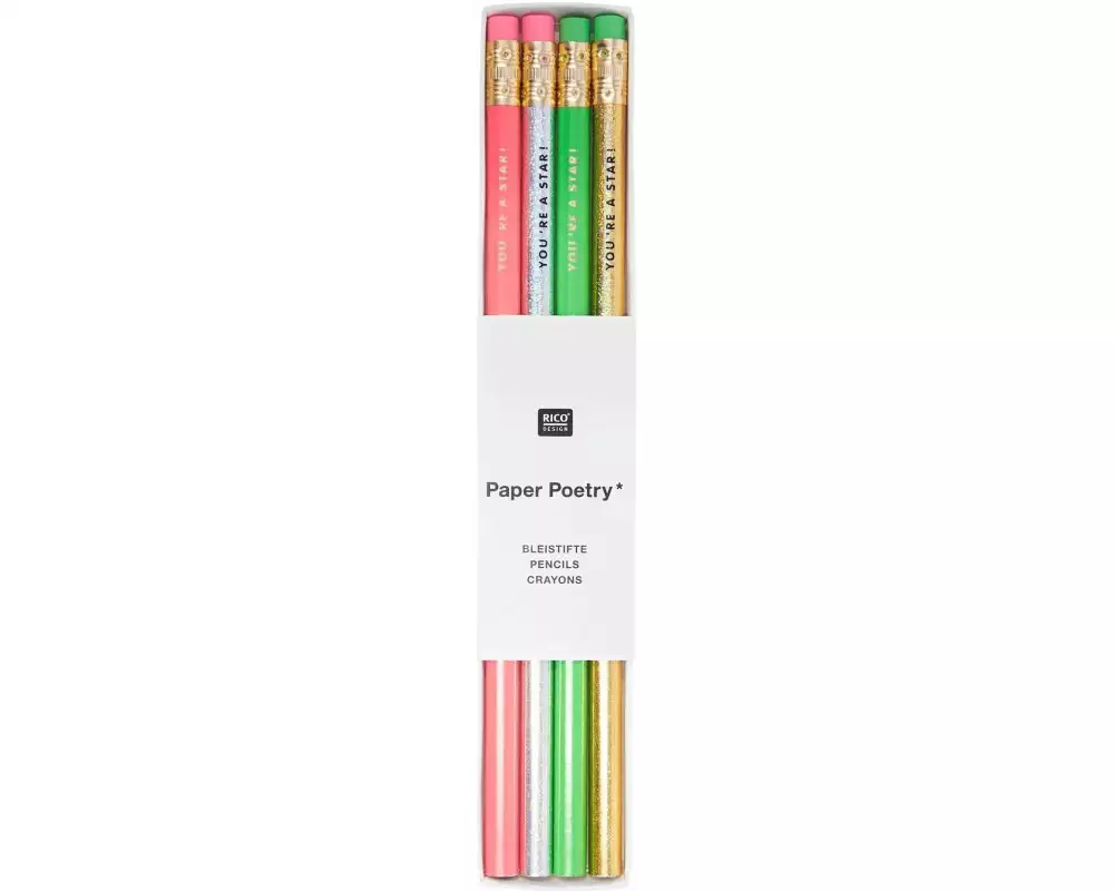 Rico Design Bleistift Shroom Neon, 4 Stück, HB