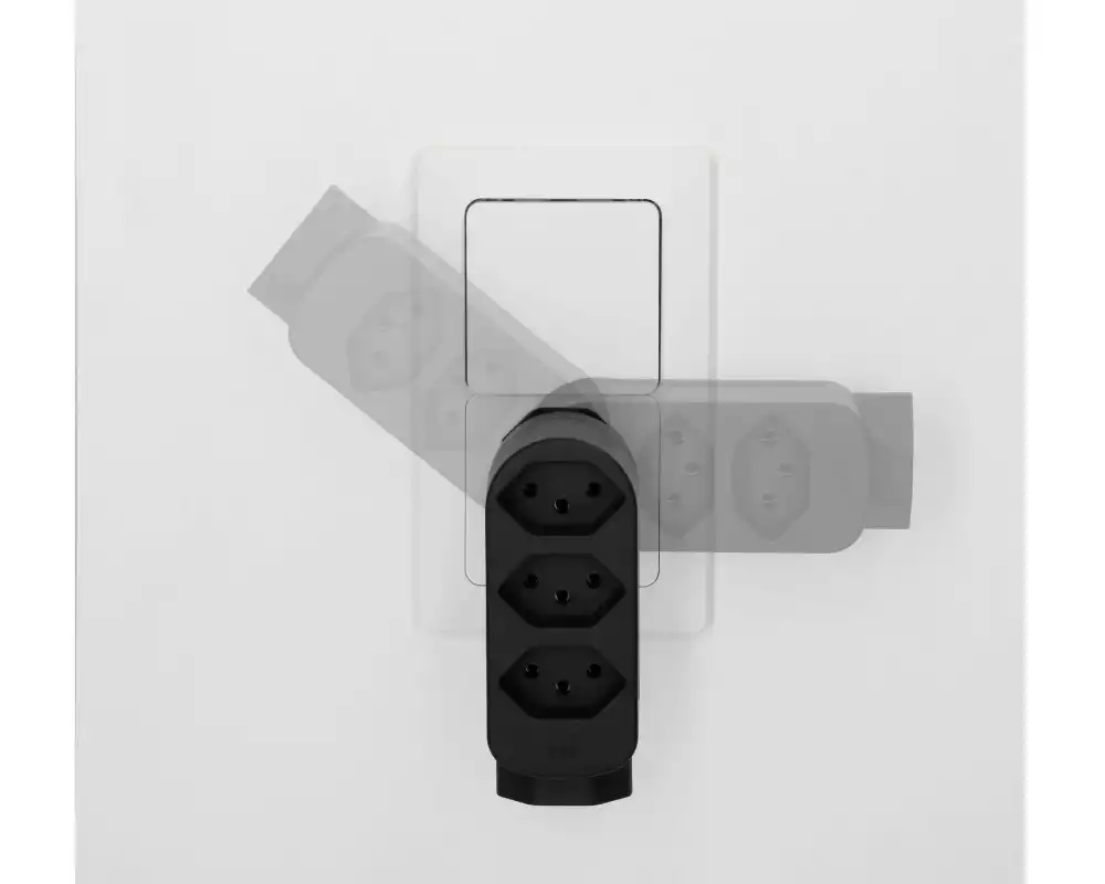 Max Hauri Mehrfachstecker ADAPT 2+1x Typ 13 schwarz drehbar Green+Fair