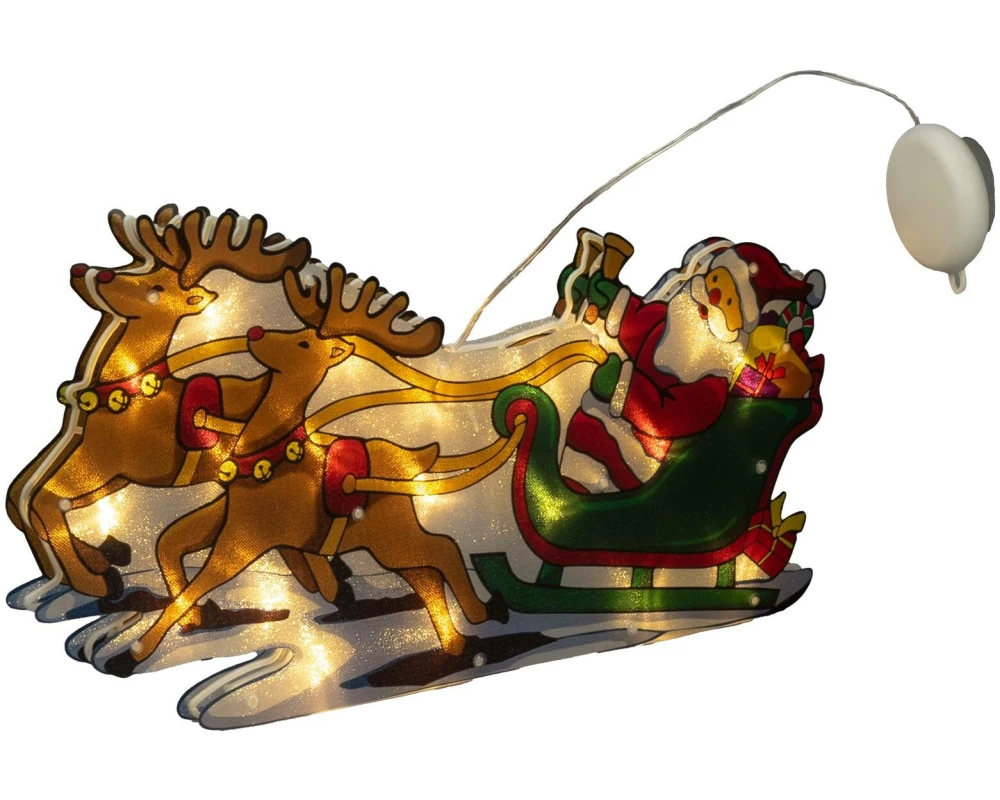 Konstsmide LED Fenstersilhouette Weihnachtsbaum / Schlitten 44 x 23 cm