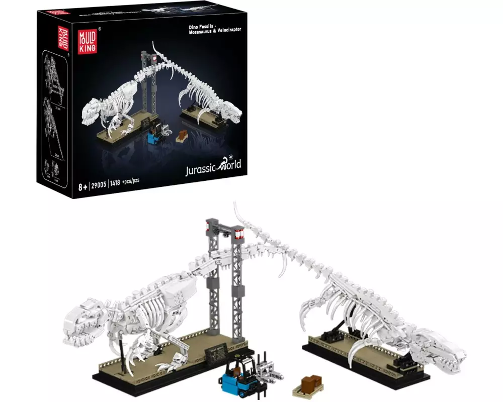 Mould King Mosasaurus und Velociraptor Dinosaurier-Fossilienskelette
