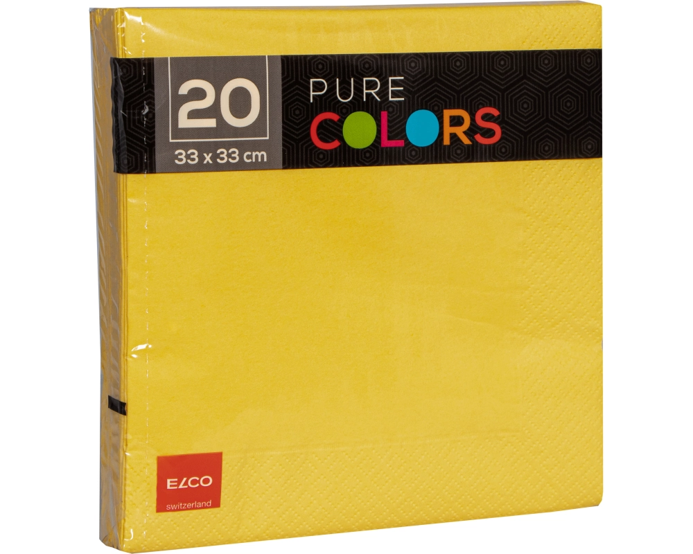 ELCO Serviette Zelltuch 33x33cm PC334020-010 3-lagig, gelb 20Stk.