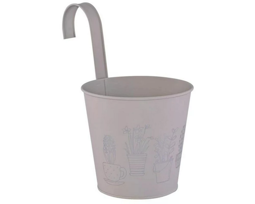 Dameco Übertopf Rund mit Haken Grau/Silber