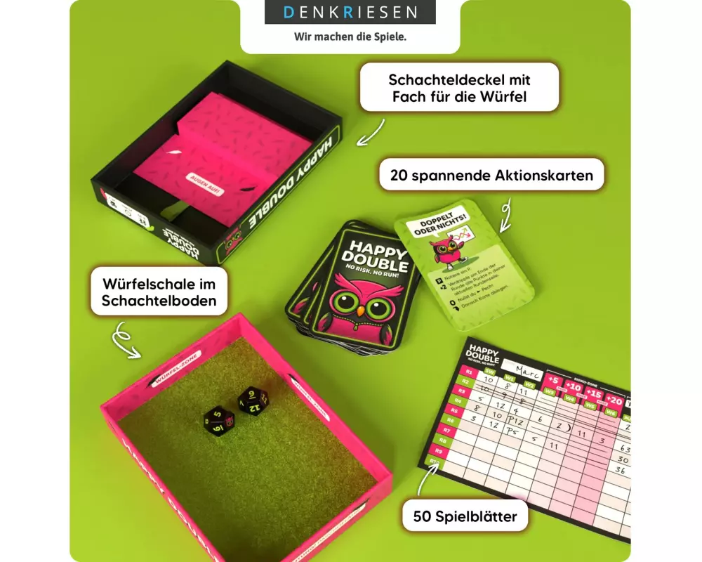 Denkriesen Familienspiel Happy Double – No Risk No Run! -DE-