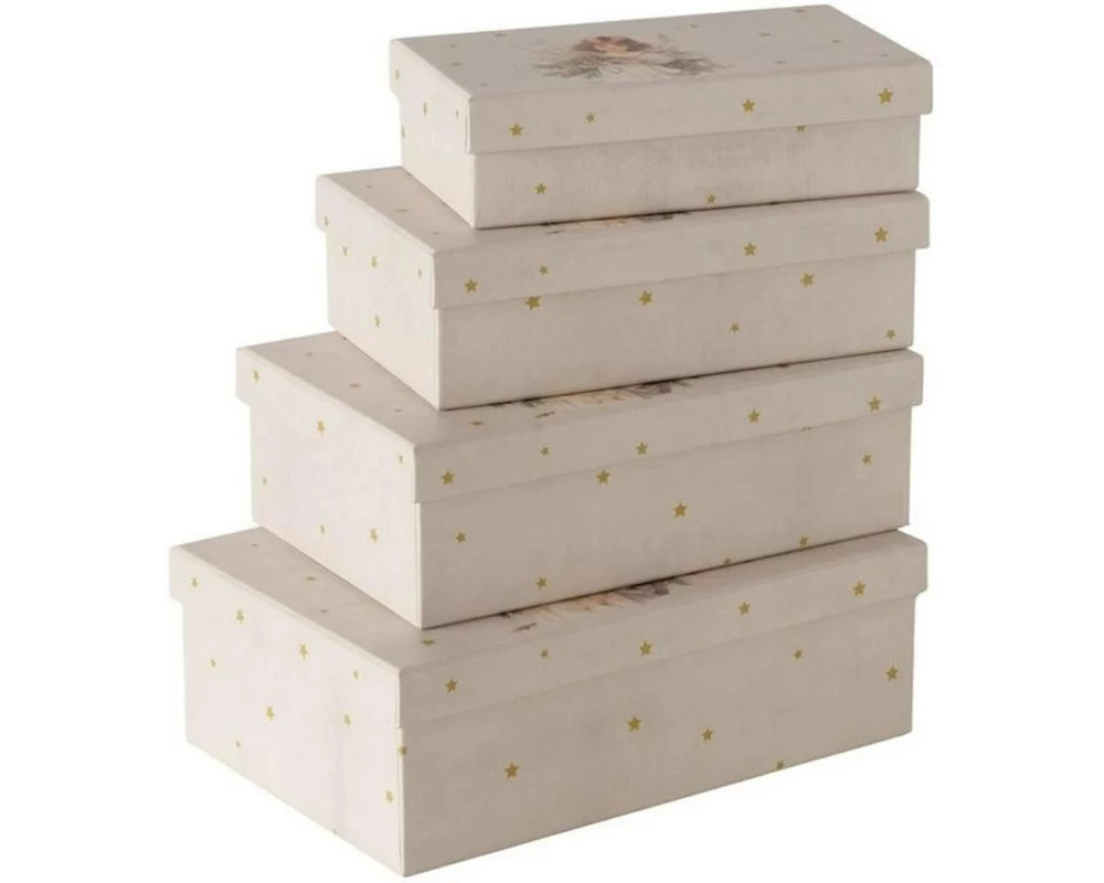 Boltze Geschenkbox Clara 4-teilig, Beige/Gold/Weiss