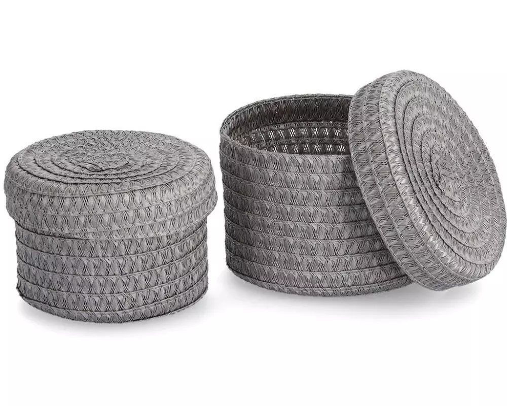 Zeller Present Aufbewahrungsbox Korb-Set mit Deckel 2 Stück Grau
