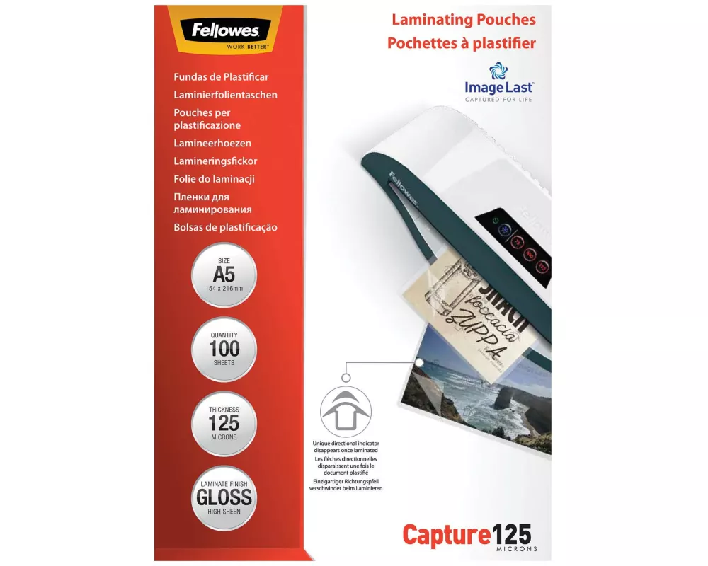 Fellowes Laminierfolie A5, 125 µm, 100 Stück, Glänzend