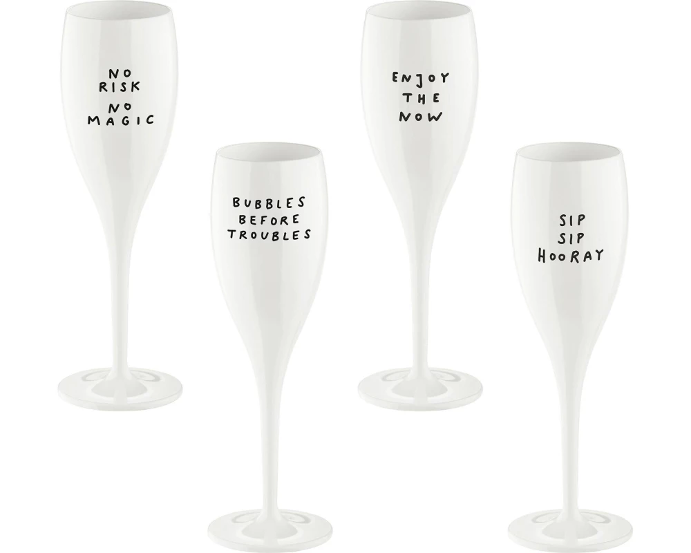 Koziol Sektglas Say It In Style 100 ml, 4 Stück, Weiss