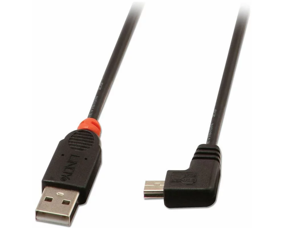 LINDY USB 2.0 Type A/Mini-B 90 2m Mini-B plug right angled