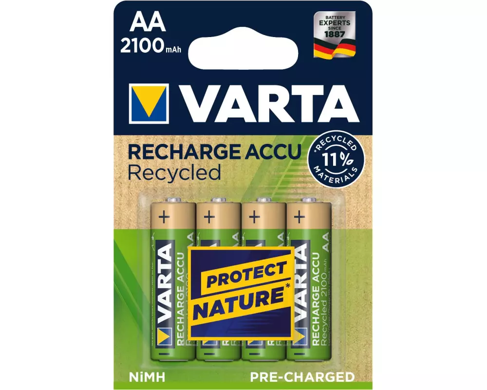 Varta Akku Recycled NiMH Mignon AA 2100 mAh, 4 Stück