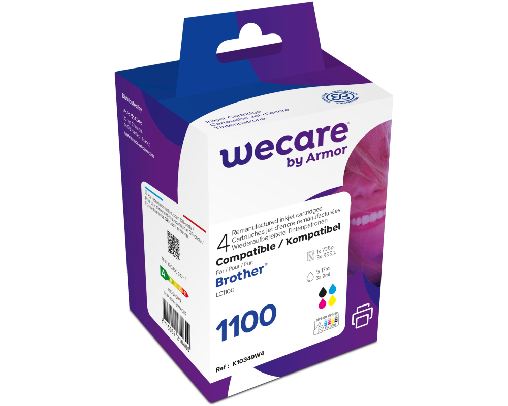 WECARE Multipack rebuilt CMYBK LC-1100VALWE z.Brother MFC-6490CW 17/3x9ml