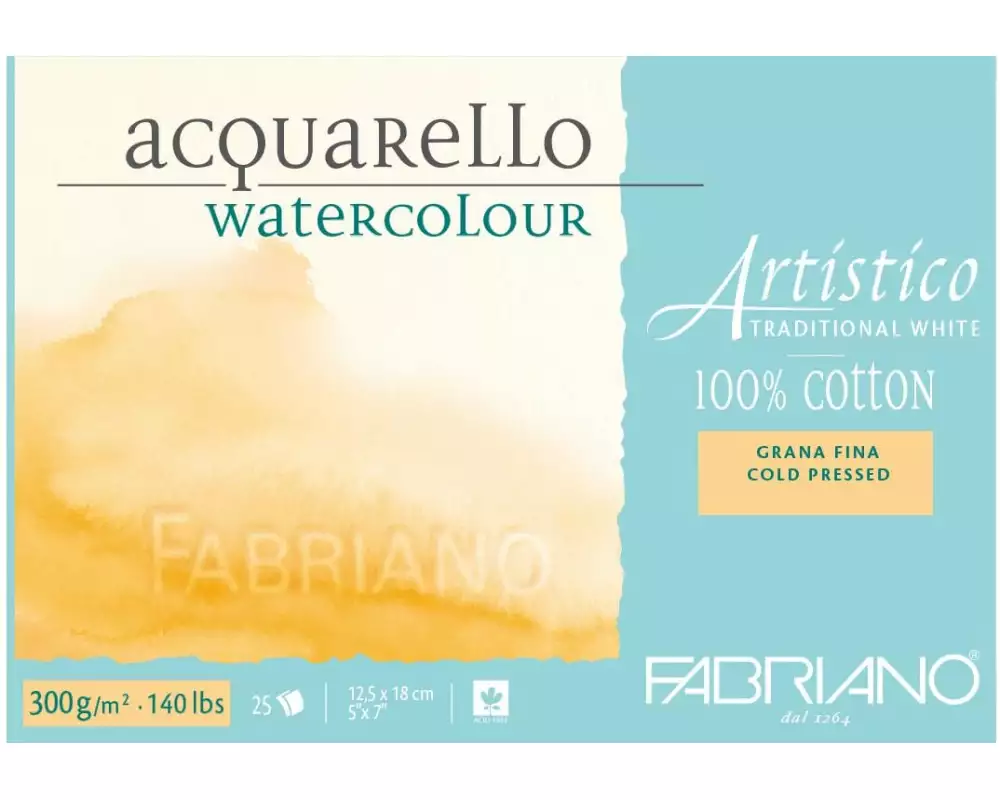 Fabriano Aquarellblock Artistico Trad.White 12.5 x 18 cm