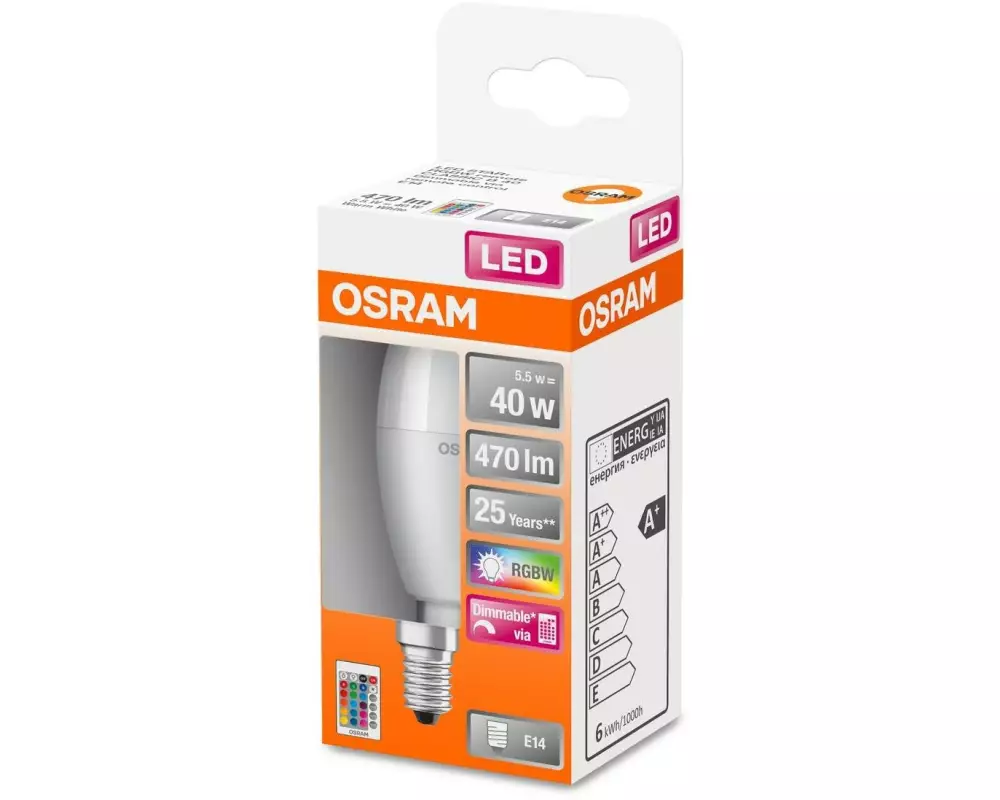 OSRAM Lampe Star, 5.5W, E14, RGBW Warmweiss (WW)