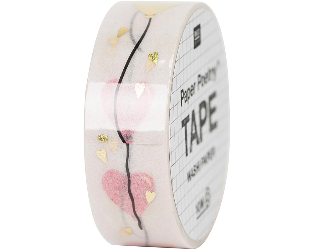 RICO DESIGN Washi Tape Herzluftballon 99001.77.04 gold 15mmx10m