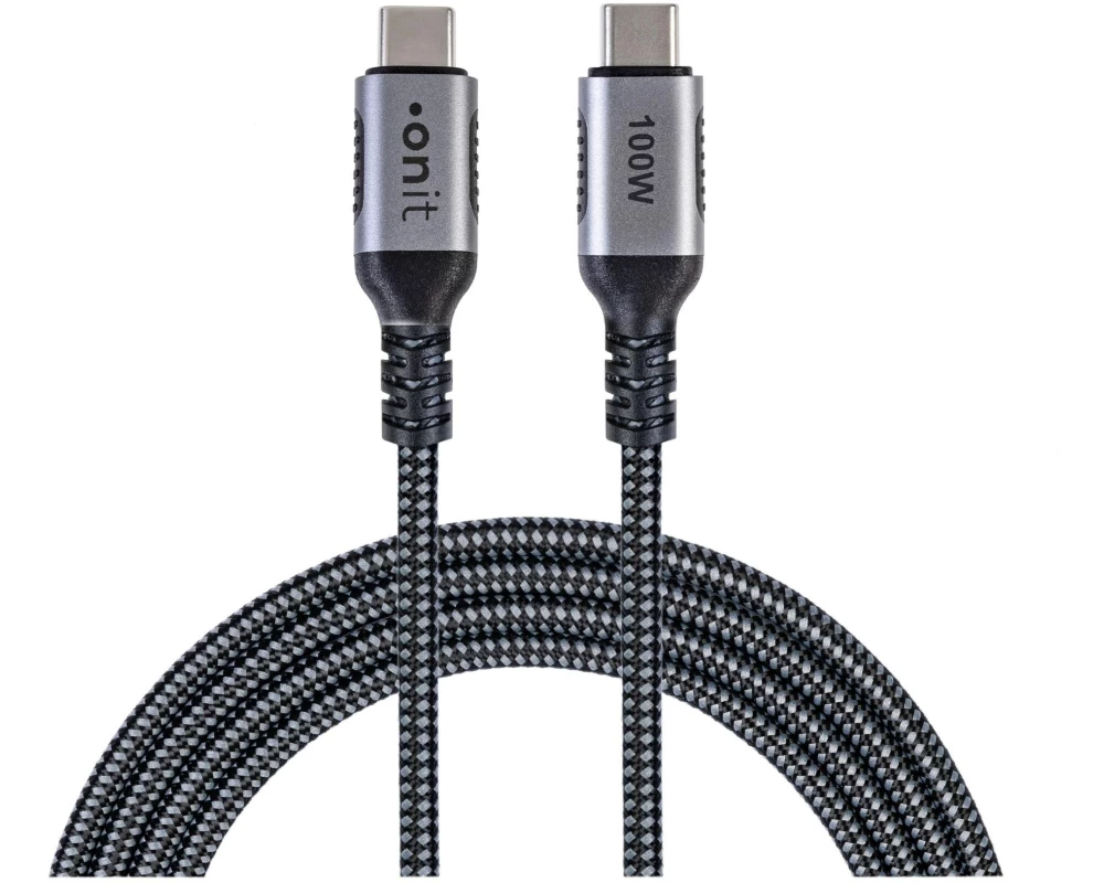 onit USB 3.1-Kabel USB-C - USB-C 2 m, Schwarz/Grau