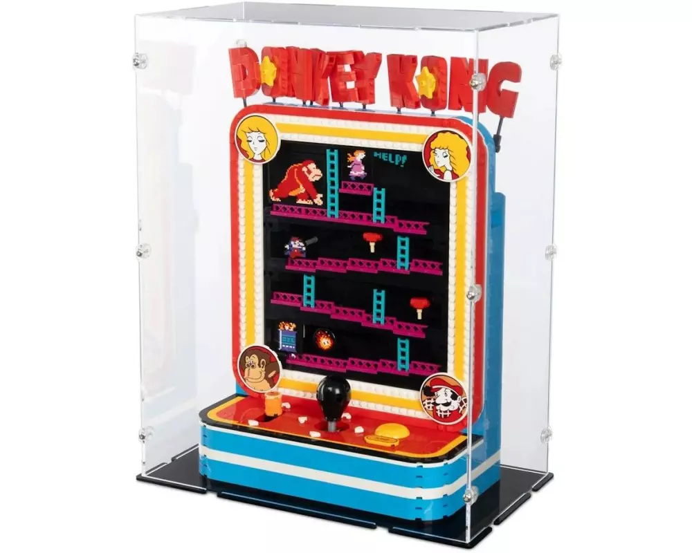 iDisplayit Acryl-Display für LEGO 72051 Donkey Kong Arcade (Mit schwarzem Boden)