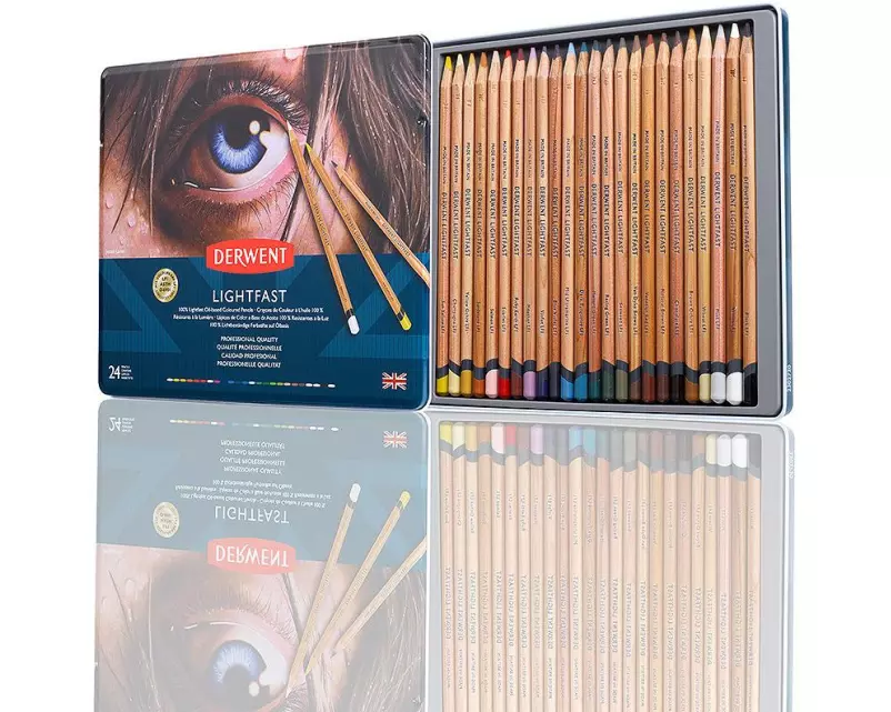Derwent Farbstifte Lightfast Buntstifte, 4 mm, mehrfarbig, 24-teilig