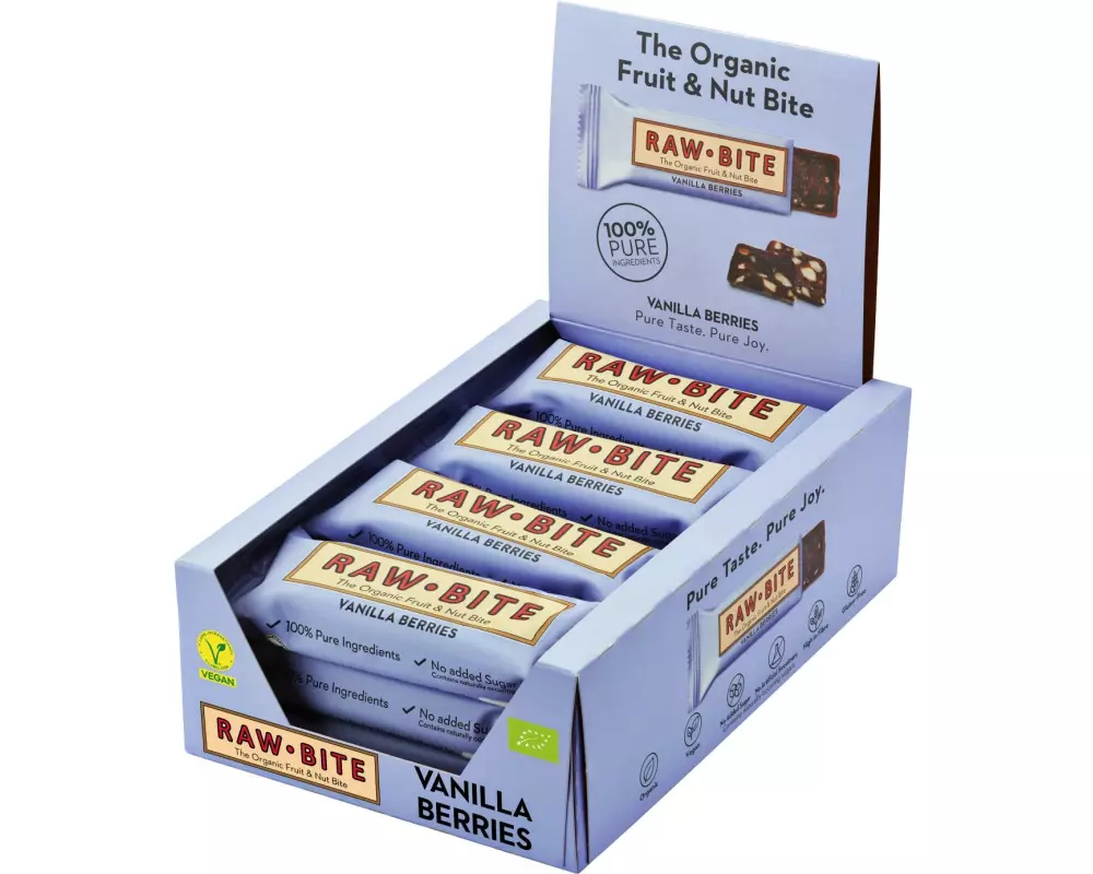 Rawbite Rohkostriegel Beeren-Vanille 12 x 50 g