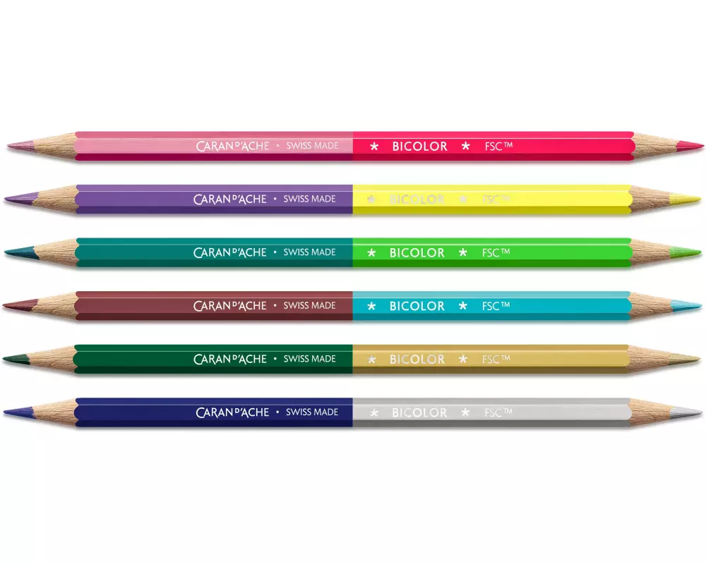 Caran d'Ache Farbstifte Bicolor Claim Your Style 5, 12 Farben, 6 Stifte