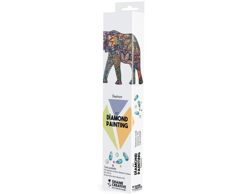 Graine Créative Bastelset Diamond Painting Elefant 30 x 30 cm