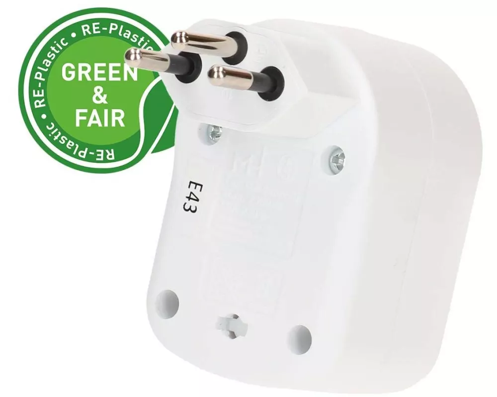 Max Hauri Mehrfachstecker ADAPT 2x Typ 13 weiss drehbar Green+Fair
