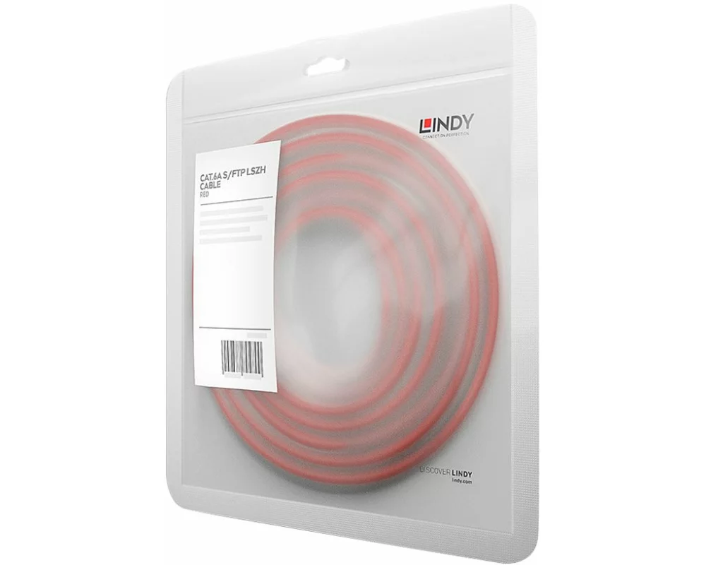 LINDY Patch Cable, Cat6A, S/FTP, RJ45-RJ45, 0,5m, red, LSOH, PIMF