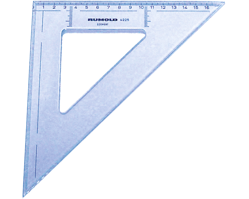 RUMOLD Zeichendreieck 16cm 4225 45° farbig/transp.