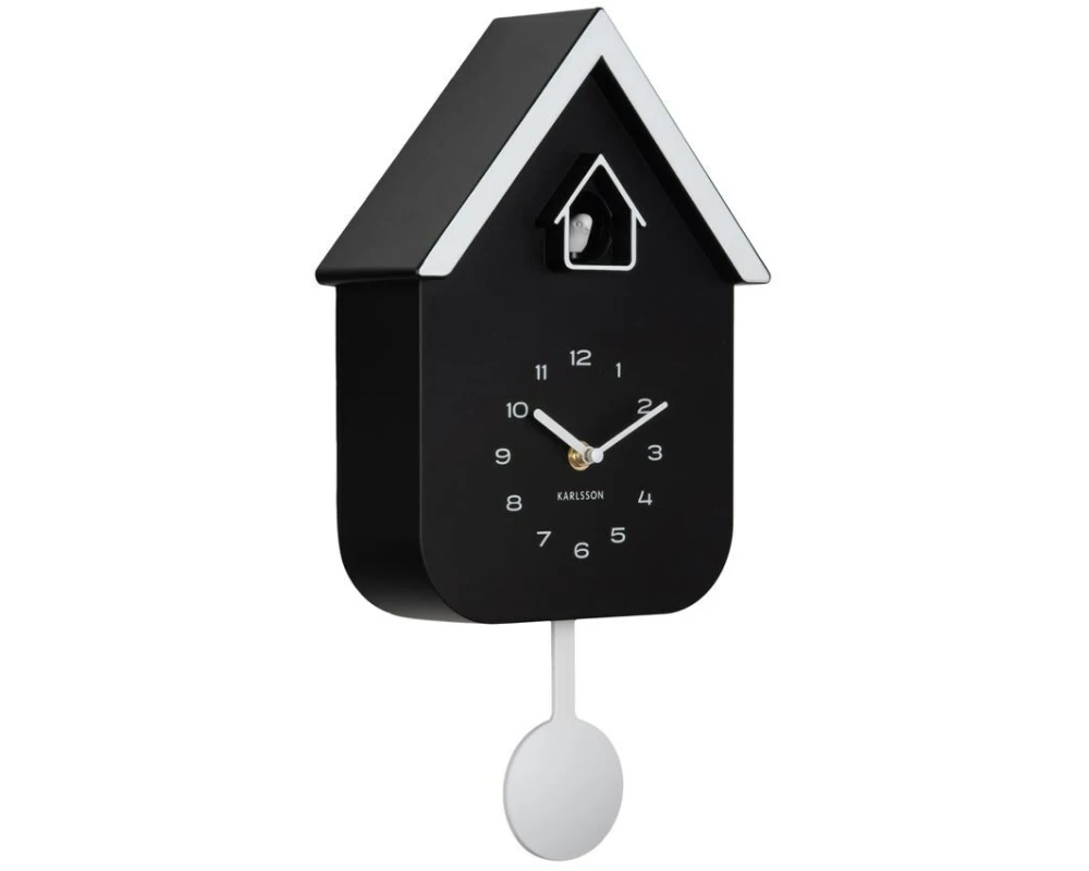 KARLSSON Wanduhr Dupla Color Cuckoo Black and White