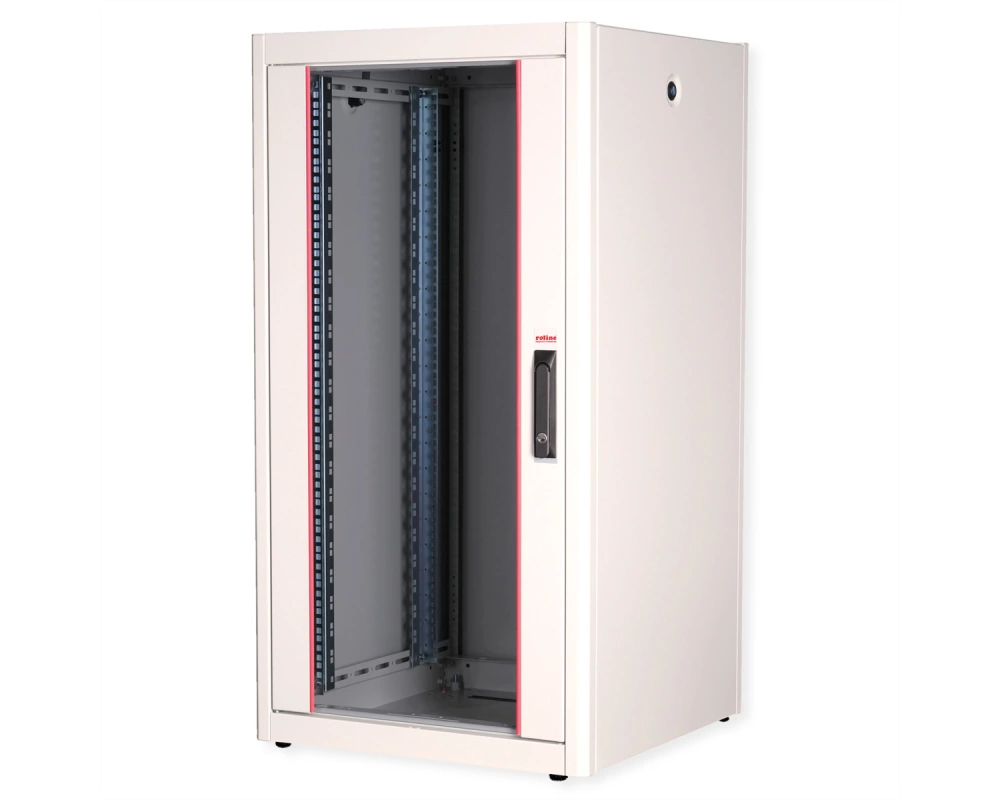 ROLINE 19-Zoll Netzwerkschrank Basic 22 HE, 600x600 BxT Glastür grau