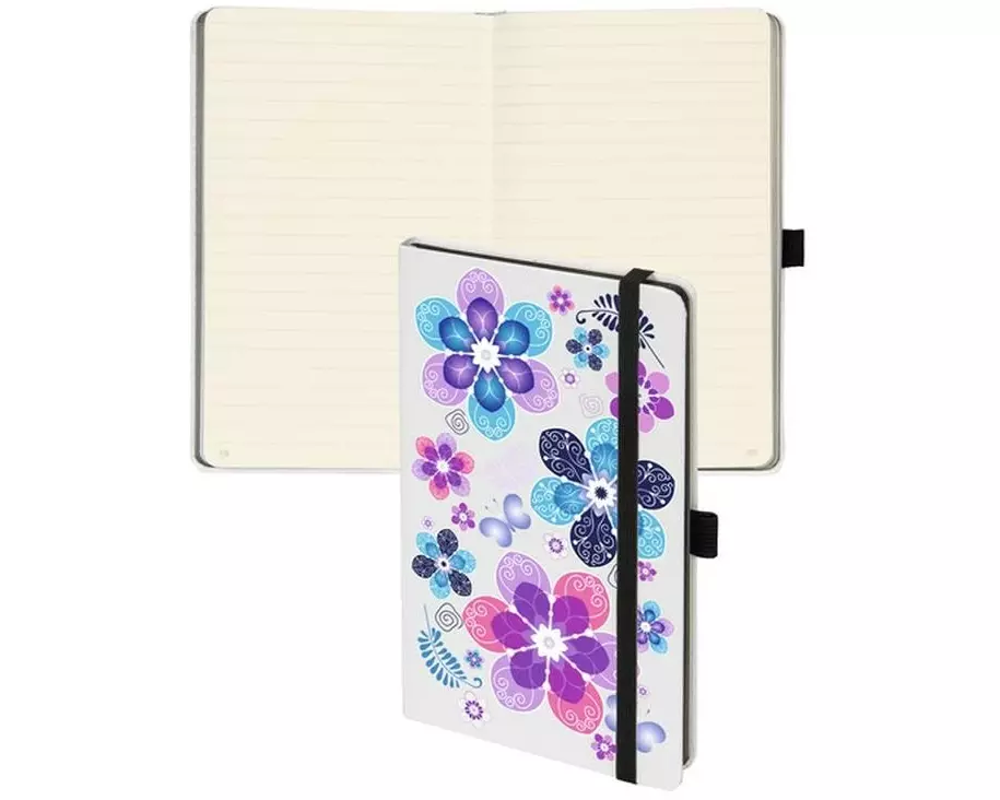 Biella Notizbuch Kompagnon White Trend Flower 12,5 x 19,5 cm