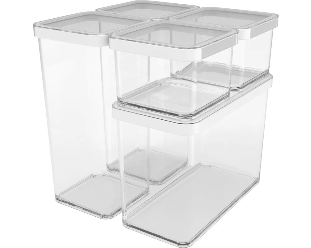 Rotho Vorratsdose Loft 5 Stück, 6.1 l, Transparent/Weiss
