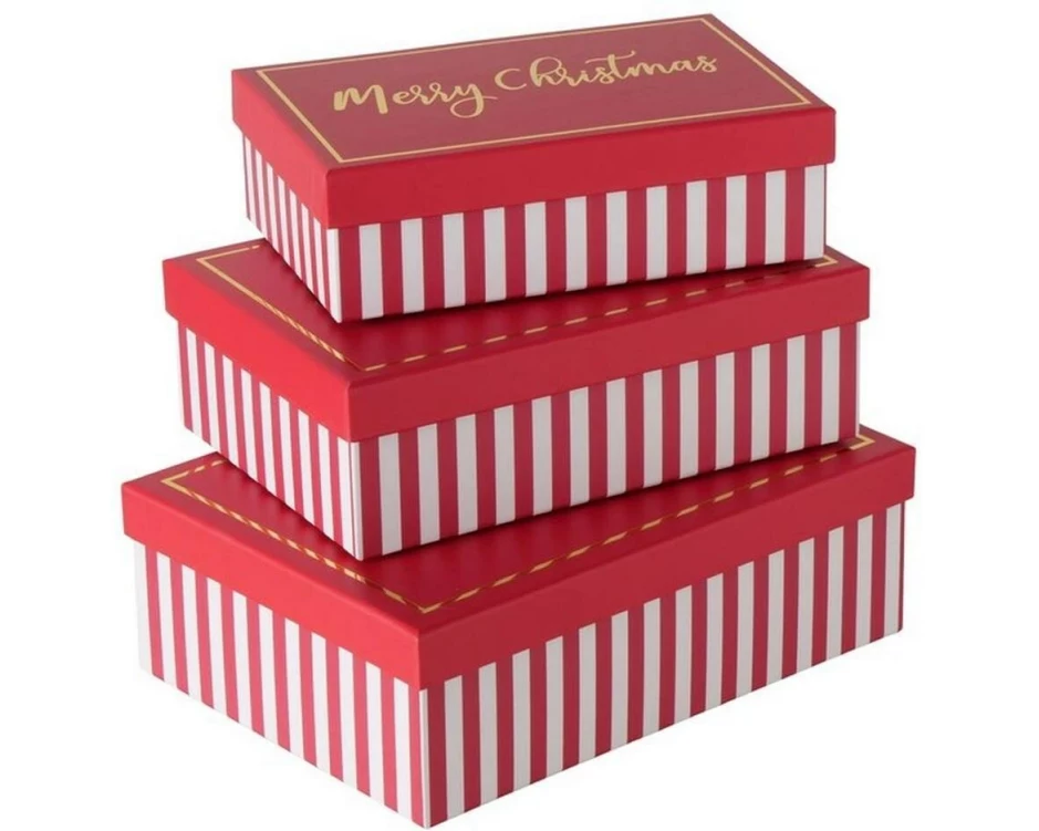 Boltze Geschenkbox Sterry 3-teilig, Rot/Weiss