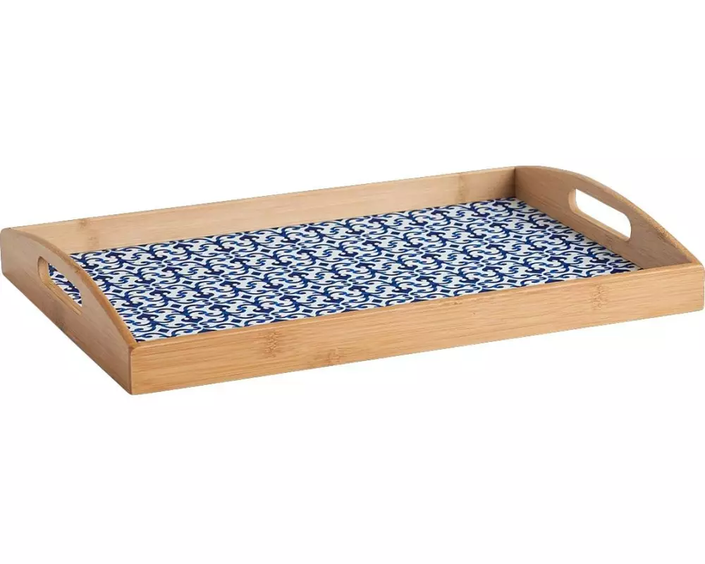 Zeller Present Serviertablett Marokko 44 x 30 x 5.5 cm, Bambus / MDF