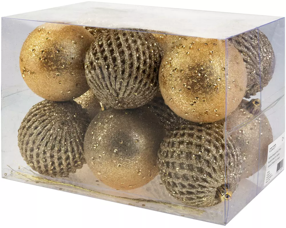 COCON Weihnachtskugel 12 Stück, Gold