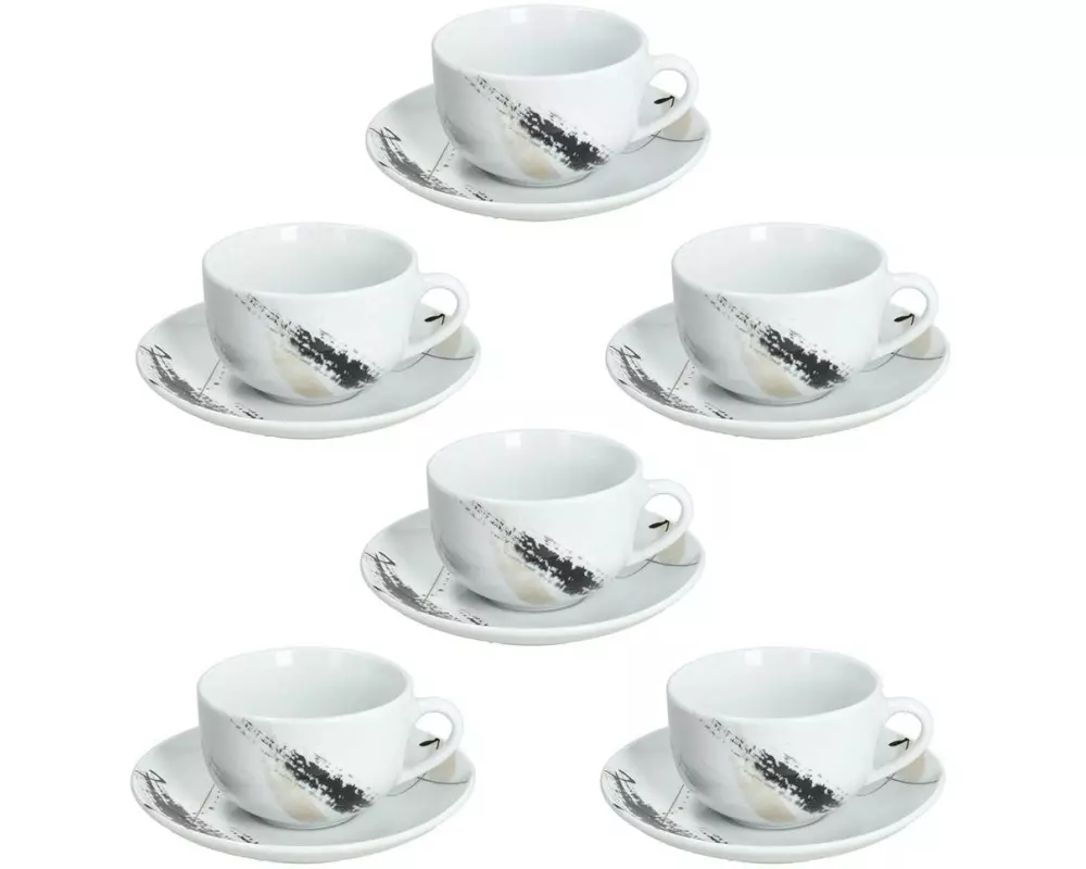 Tognana Kaffeetasse Poivre 220 ml, 6 Stück, Weiss/Schwarz