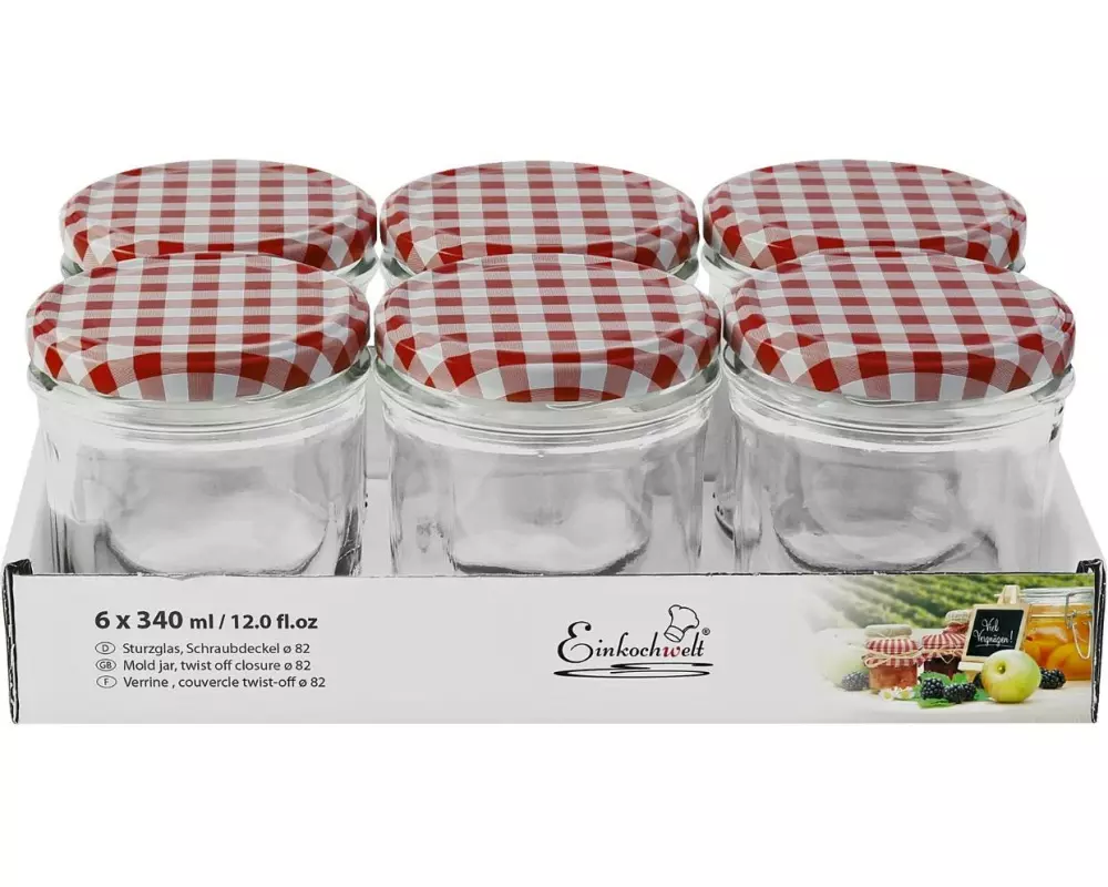 Einkochwelt Einmachglas 6 Stück, 340 ml, Ø 82 mm