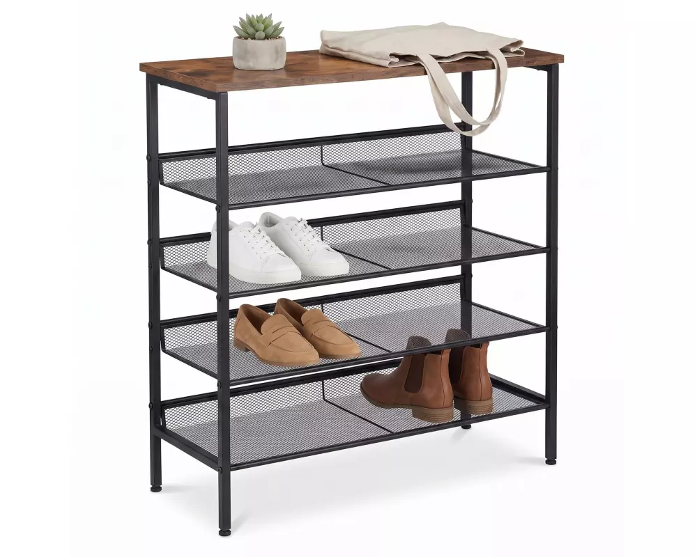 relaxdays Schuhregal 75 x 81 cm, Schwarz/Braun