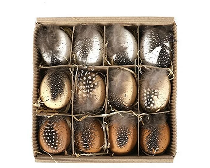 CHALET Eier mit Federn 1 Stück, Braun